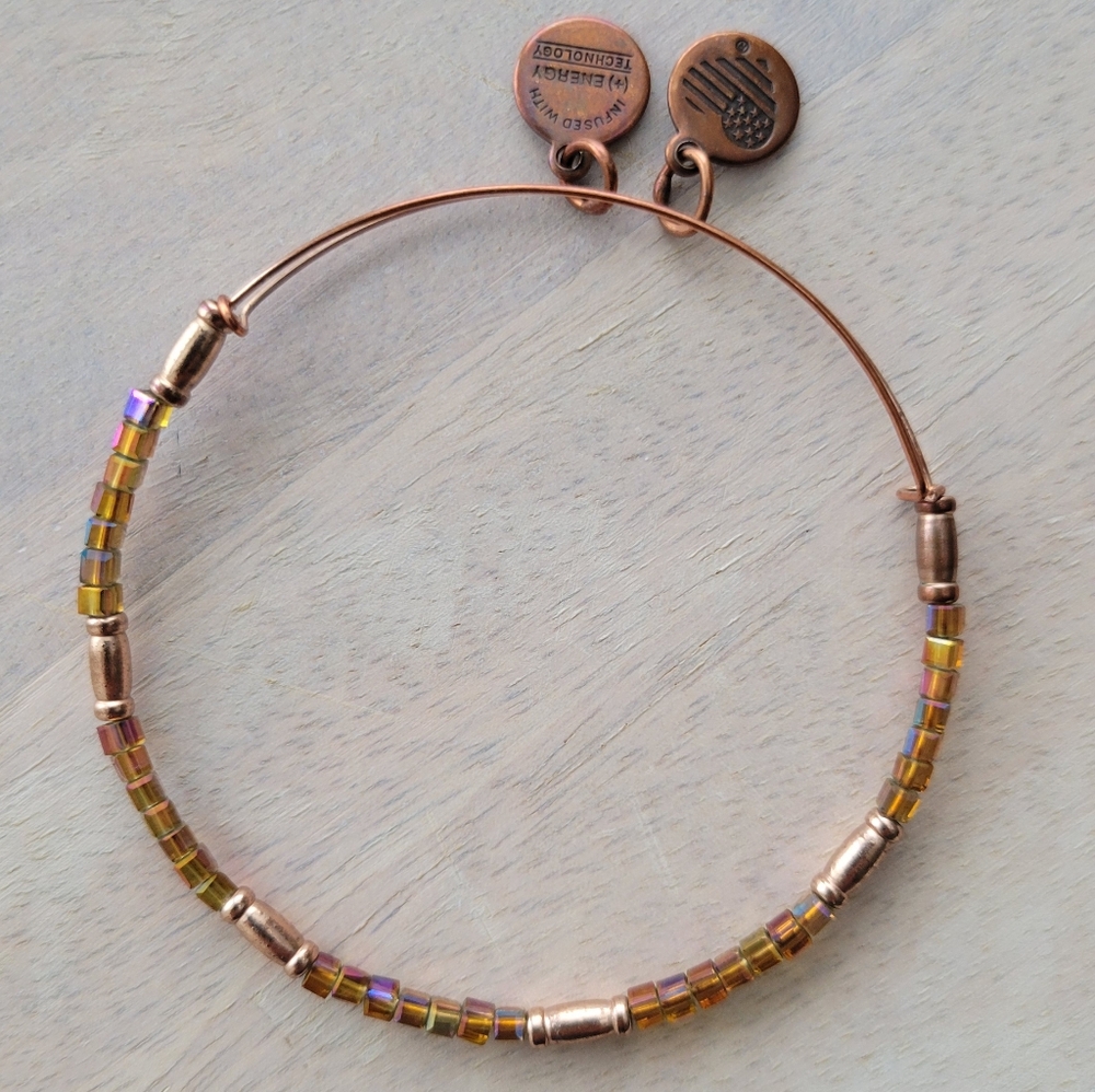 Multi-color Rose Gold Alex and Ani Beaded Bangle